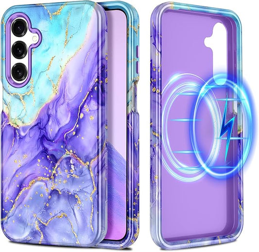 Casetego for Galaxy A16 5G Case,Compatible with MagSafe,[Military Grade Drop Test] Full Body Protection Slim Shockproof Rugged Marble Women Case for Samsung Galaxy A16 5G 6.7 inch,Cobalt Violet