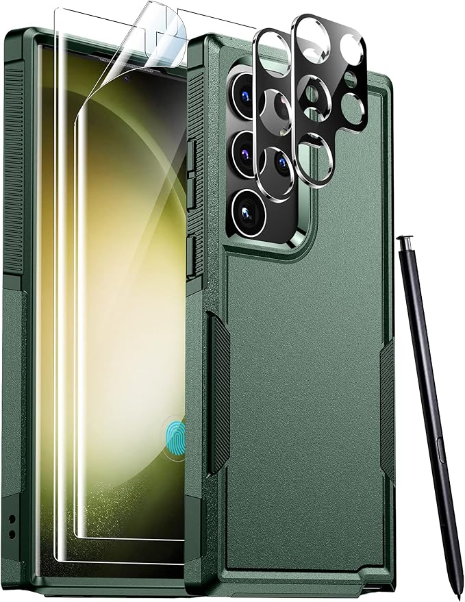 Red2Fire for Samsung Galaxy S23 Ultra Case, [Military Grade Drop Protection] Non-Slip Heavy Duty Full Body Shockproof Protection Phone Case for S23 Ultra Case 6.8 inch, Deep Green