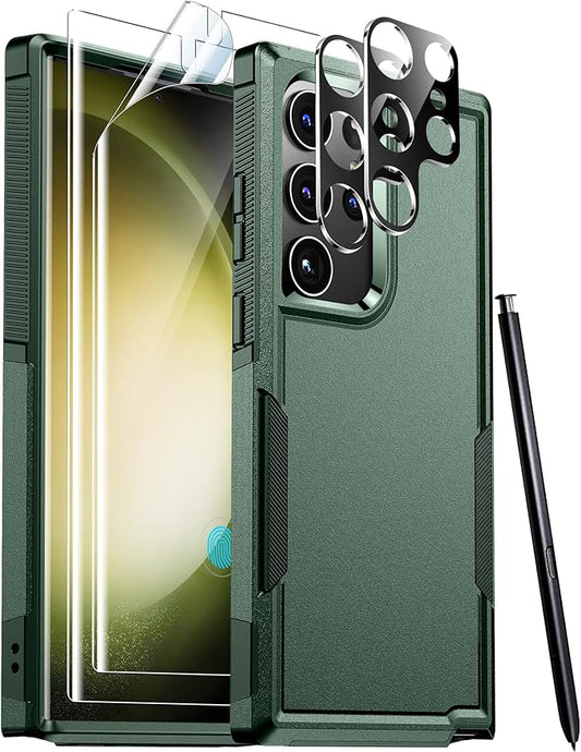 Red2Fire for Samsung Galaxy S23 Ultra Case, [Military Grade Drop Protection] Non-Slip Heavy Duty Full Body Shockproof Protection Phone Case for S23 Ultra Case 6.8 inch, Deep Green