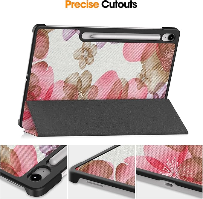 Smart Case for Samsung Galaxy Tab S10 FE+ / S10 FE Plus 13.1 Inch 2025, Ratesell Lightweight Trifold Stand Smart Case Cover with Auto Wake/Sleep Flower