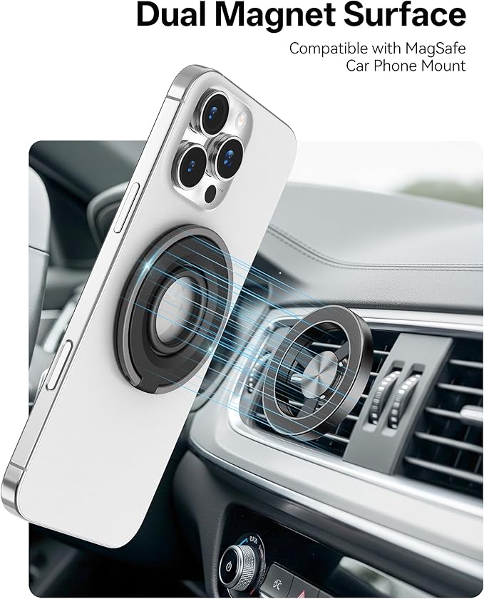 [2025 Newest] Magnetic Phone Grip for MagSafe Ring Holder, Magnet Phone Grip Stand Finger Kickstand Two-Sided Magnetic Compatible with iPhone 17 Pro/Max 16 15 14 13 12 11 Plus&Android