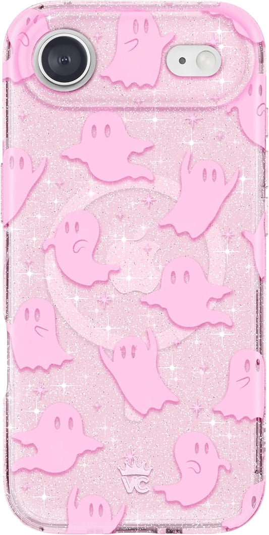 VELVET CAVIAR Case for iPhone 17 Air | Compatible with MagSafe | 10ft Drop Tested | Protective Halloween Cases | Ghosted Pink Glitter