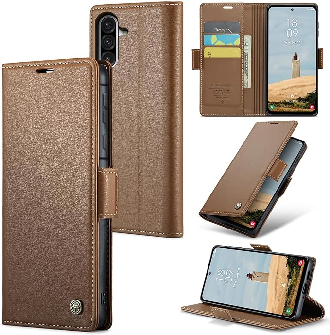 for Samsung Galaxy A36 5G Case, Premium PU Leather Wallet Case Flip Cover with [RFID Blocking][Card Holder][Stand Function] Shockproof Protective for Samsung Galaxy A36, Brown