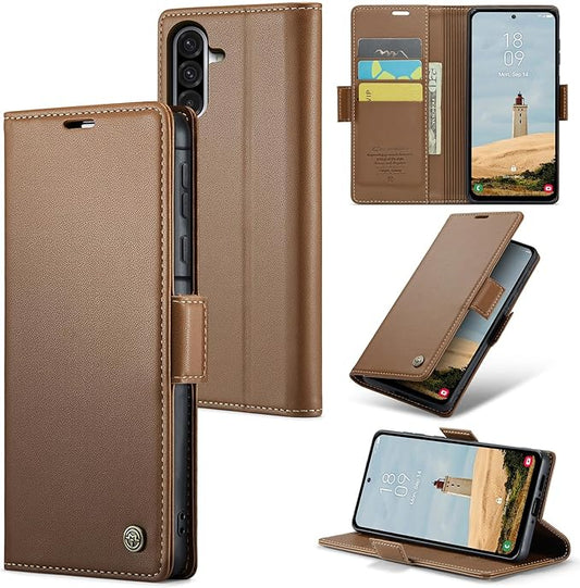 for Samsung Galaxy A36 5G Case, Premium PU Leather Wallet Case Flip Cover with [RFID Blocking][Card Holder][Stand Function] Shockproof Protective for Samsung Galaxy A36, Brown