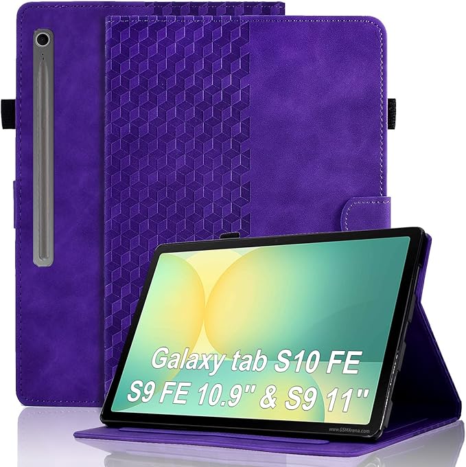 Case for Samsung Galaxy Tab S10 Lite/ S10 FE/ S9 FE 5G 10.9 Inch/Tab S9 11 Inch, Magnetic PU Leather Folio Adjustable Stand Shell Foldable Card Holder Multi-Angle Woman Man,Purple