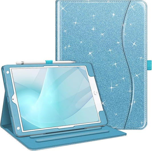 Fintie Case for iPad 9th / 8th / 7th Generation (2021/2020/2019) 10.2 Inch - [Corner Protection] Multi-Angle Viewing Stand Cover with Pocket & Pencil Holder, Auto Sleep Wake, Glittering Blue