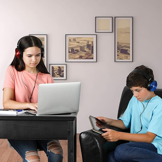 Classroom Headphones-Bulk 25-Pack, Student On Ear Comfy Swivel Earphones for Library, School, Airplane, Kids-for Online Learning and Travel, HQ Stereo Sound 3.5mm Jack (Black Set)