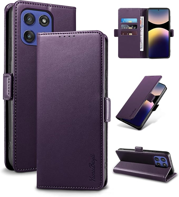 Wallet Flip Case for Moto G Stylus 5G (2025) - [RFID Blocking] Luxury PU Leather Card Holder Magnetic Phone Cover with Kickstand,Shockproof Protective Case,Purple