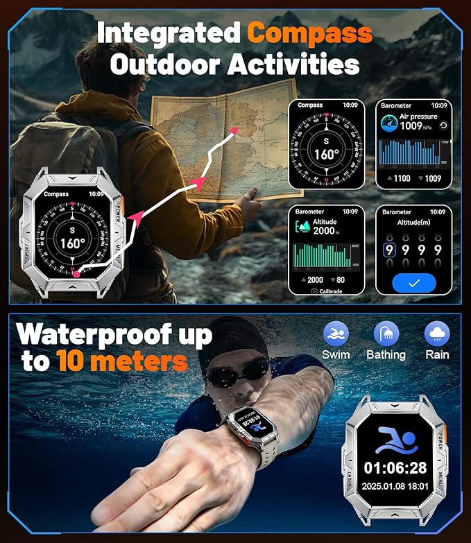 LIGE Smart Watch for Men with Make/Answer Call, 2.13"AMOLED Screen Fitness Watches for Men with 1000mAh Battery, 5ATM Swimproof Smartwatch, 110 Sports Modes Fitness Tracker, Heart Rate/Sleep Tracking