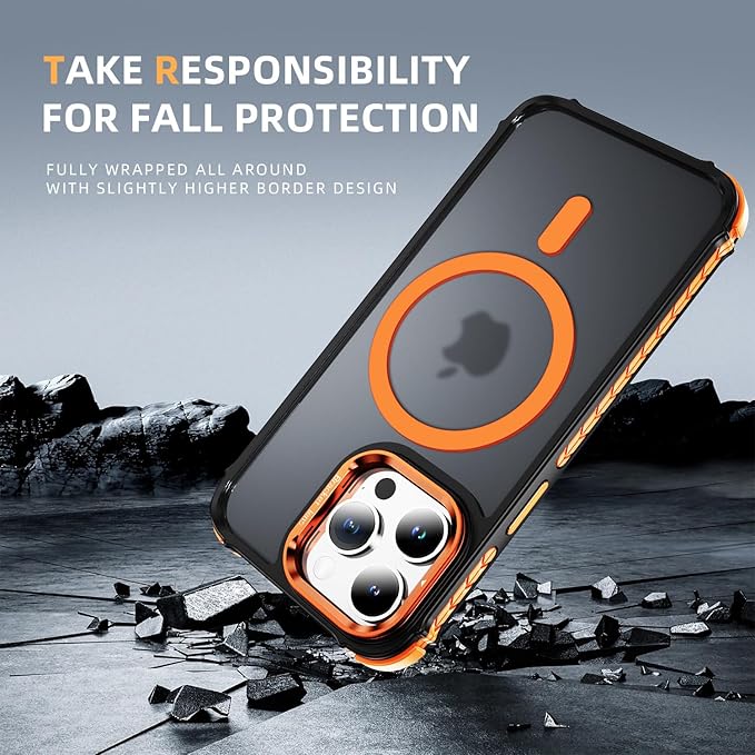 15 Pro Max Case Magnetic for iPhone 15 Pro Max Phone 6.7 Inch, [Compatible Fast Wireless Charging],[Military-Grade Protection] Magnetic Case for iPhone 15 ProMax, Orange