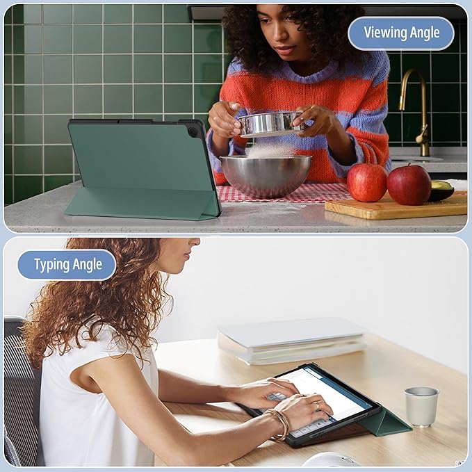 CACOE Case for Samsung Galaxy Tab A9+ Plus 11 Inch 2023 (SM-X210/X216/X218) with Screen Protector, Foldable Stand Slim Protective Case, Auto Screen On/Off, Midnight Green