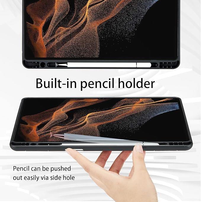 Case for Samsung Galaxy Tab S8 Ultra 14.6" 2022 (SM-X900/X906) - PU Leather Folio Case with S Pen Holder and Pocket, Auto Wake/Sleep Smart Tablet Cover, Brown