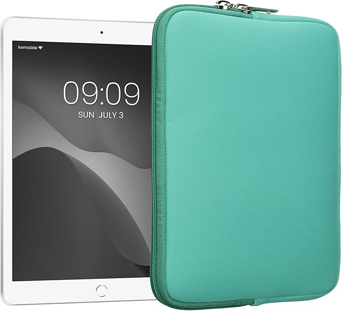 kwmobile Neoprene Pouch Compatible with 8"-8,4" Tablet - Universal Sleeve Case Cover with Zipper for Tablet - Mint