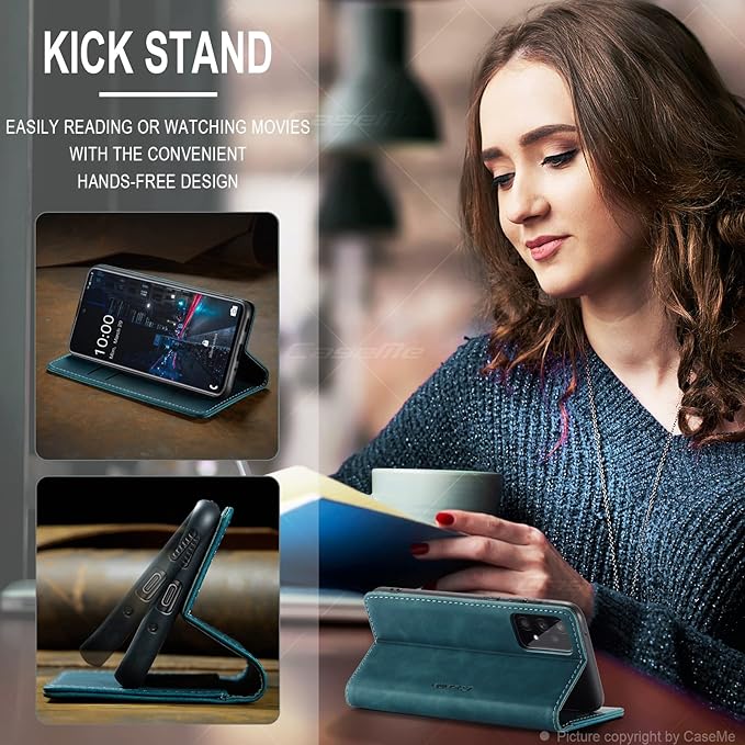 for Samsung Galaxy A33 5G Case, Flip Wallet Leather Case with Card Holder Magnetic Closure Shockproof Kickstand Protective Phone Cases Cover for Samsung A33 5G,Blue-Green