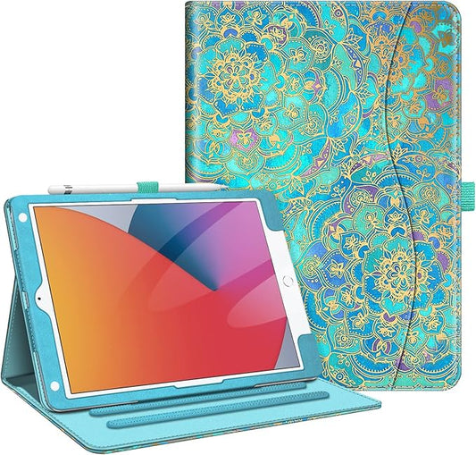 Fintie Case for iPad 9th / 8th / 7th Generation (2021/2020/2019) 10.2 Inch - [Corner Protection] Multi-Angle Viewing Stand Cover with Pocket & Pencil Holder, Auto Sleep Wake, Shades of Blue