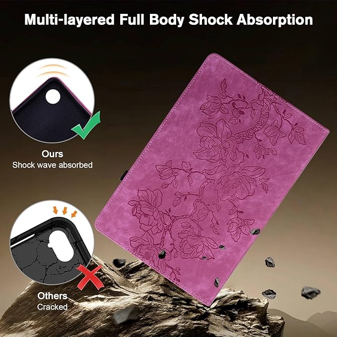 Case for Samsung Galaxy Tab A7 Lite 8.7 Inch 2021 (SM-T225/T220/T227), Slim PU Leather Folio Cover with Multi-Angle Stand and Pen Holder, Rose