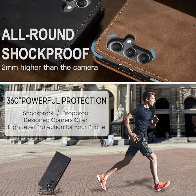 for Samsung Galaxy A15 Case, Flip Wallet Leather Case with Card Holder Magnetic Closure Shockproof Kickstand Protective Phone Cases Cover for Samsung A15,Black