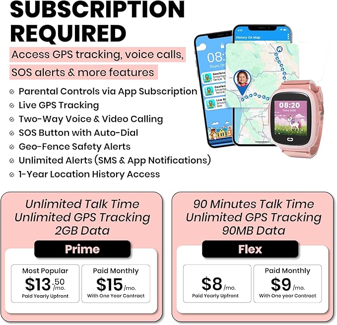 Kids Watch with GPS Tracker, Two-Way Calling, Tracking & SOS Alerts - Back to School Kids Smart Watches for Girls with Geo-Fencing, School Mode, Water Resistant, Long Battery Life & Parental Controls