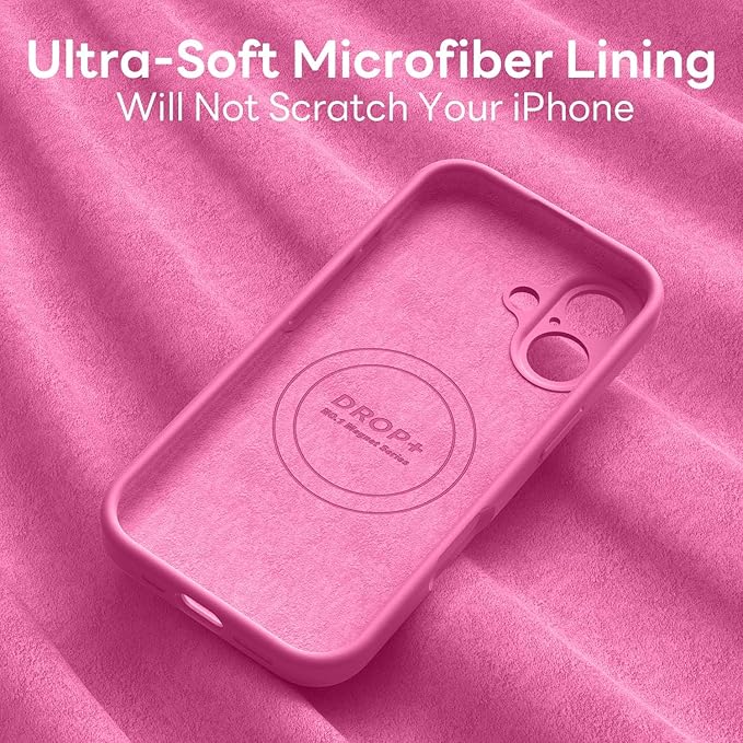 Vooii Magnetic Compatible with iPhone 17 Case (Compatible with Magsafe) (Upgraded Camera Protection) Liquid Silicone Shockproof Full Body Protective Phone Cover for Women Men, Pitaya, 6.3"