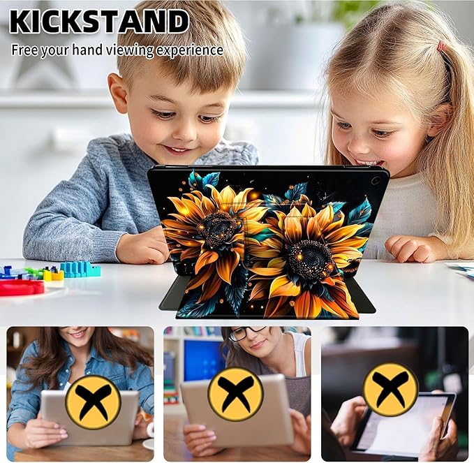 Case for Samsung Galaxy Tab A9 8.7 Inch 2023 Tablet Case, 360 Degree Rotating Folio Stand Smart Cover for Samsung Galaxy Tab A9 Tablet, Auto Sleep/Wake, Sunflower 3