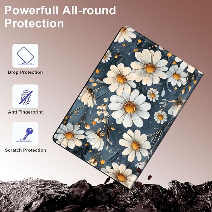 Case for Samsung Galaxy Tab S10 FE/ S9 FE 5G 10.9 Inch/Tab S9 11 Inch, Slim PU Leather Stand Cover with Auto Wake/Sleep, Multi-Angle Viewing & Shockproof, Little Flower