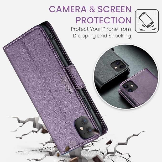 for iPhone 11 Case, Premium PU Leather Wallet Case Flip Cover with [RFID Blocking][Card Holder][Stand Function] Shockproof Protective for iPhone 11, Purple