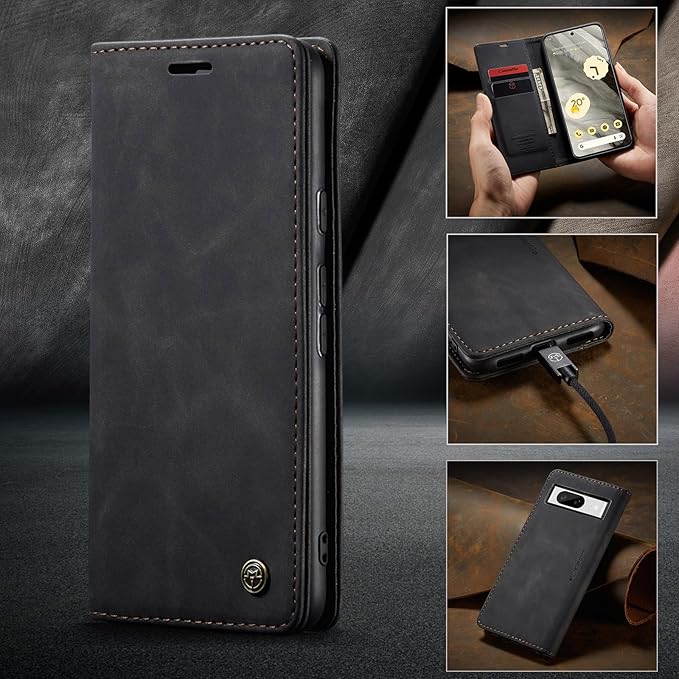 for Google 8 Case, Flip Wallet Leather Case with Card Holder Magnetic Closure Shockproof Kickstand Protective Phone Cases Cover for Google 8,Black