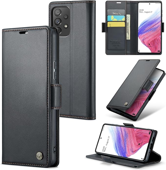 for Samsung Galaxy A53 5G Case, Premium PU Leather Wallet Case Flip Cover with [RFID Blocking][Card Holder][Stand Function] Shockproof Protective for Samsung Galaxy A53, Black