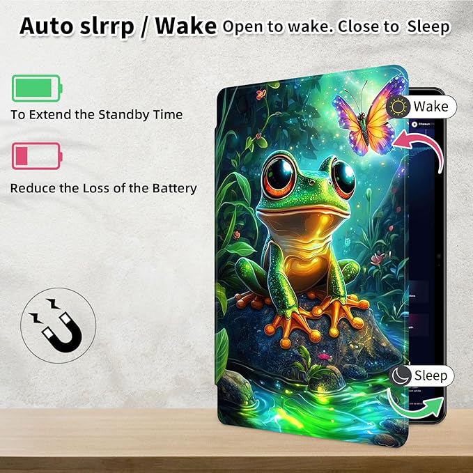 Case for Samsung Galaxy Tab S10 Ultra/Tab S9 Ultra 14.6-Inch, 360 Degree Rotating Folio Stand Smart Cover for Galaxy Tab S10 Ultra/ S9 Ultra 14.6'', Auto Sleep/Wake, Cute Cartoon Frog
