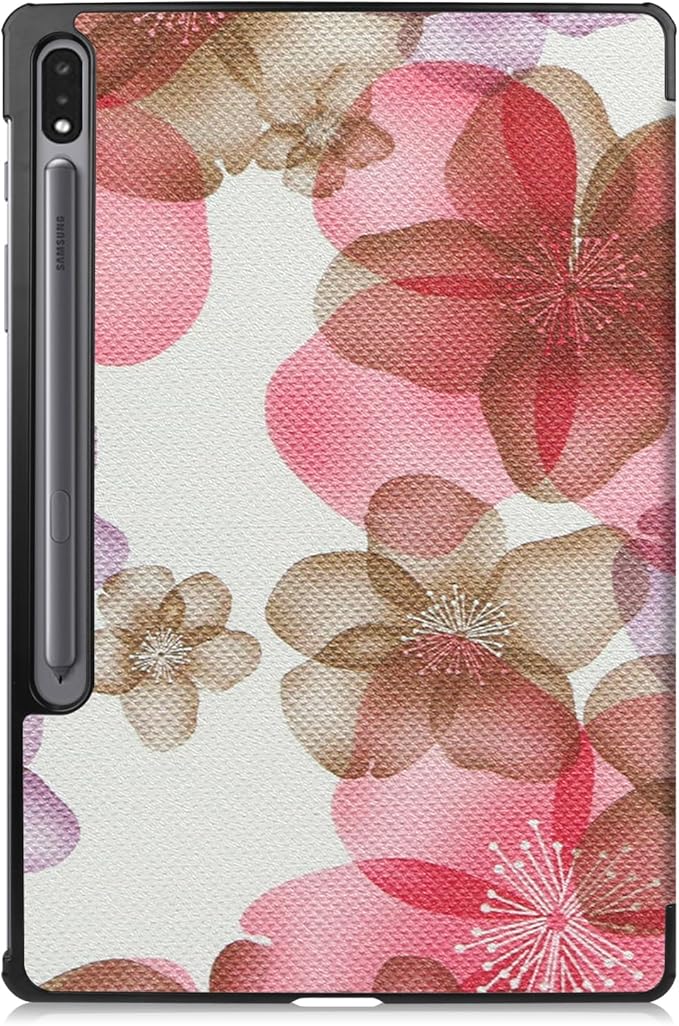 Smart Case for Samsung Galaxy Tab S10+ 2024/Tab S9 FE+/S9+ 2023 12.4-Inch, Ratesell Lightweight Trifold Stand Smart Case Cover with Auto Wake/Sleep Flower