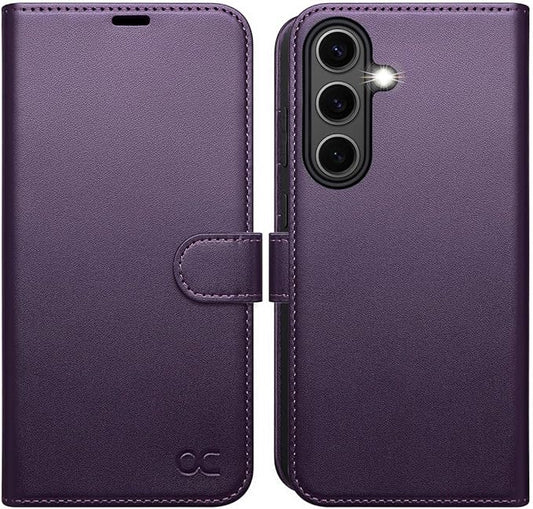 OCASE Compatible with Galaxy S25 FE Wallet Case, PU Leather Flip Folio Case with Card Holders RFID Blocking Kickstand [Shockproof TPU Inner Shell] Protective Phone Cover 2025, Dark Purple