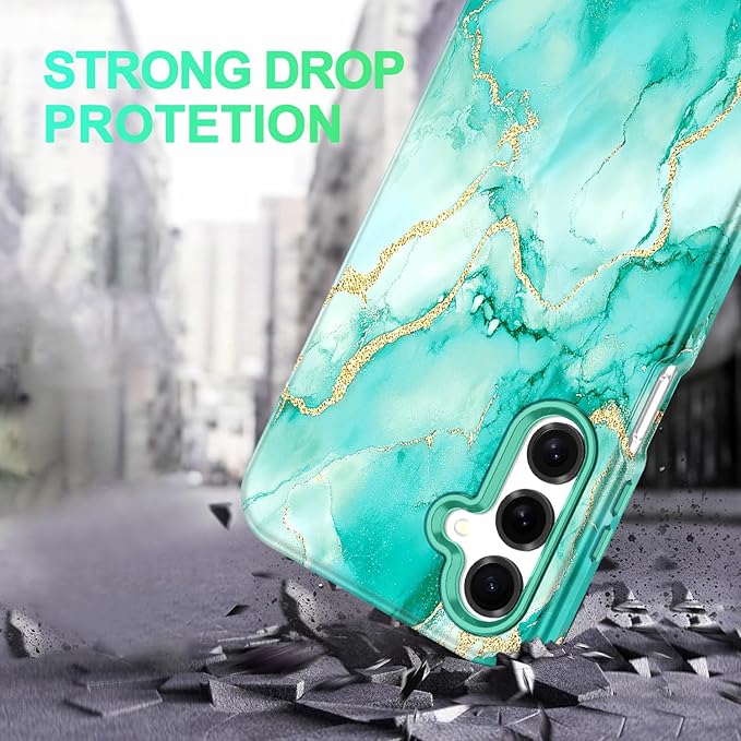 Casetego for Galaxy A16 5G Case,Compatible with MagSafe,[Military Grade Drop Test] Full Body Protection Slim Shockproof Rugged Marble Women Case for Samsung Galaxy A16 5G 6.7 inch,Turquoise