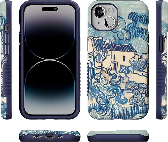 Casely iPhone 14 Case | Van Gogh | Landscape with Houses Phone | Compatible with MagSafe | Bold Protective Design