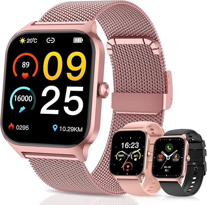 Smart Watch for Women Fitness Tracker: Rose Gold Make/Answer Call Smart Watches for Women Waterproof Digital Mens Watches Running Smartwatch Android Phone iPhone Samsung Compatible Heart Rate Monitor