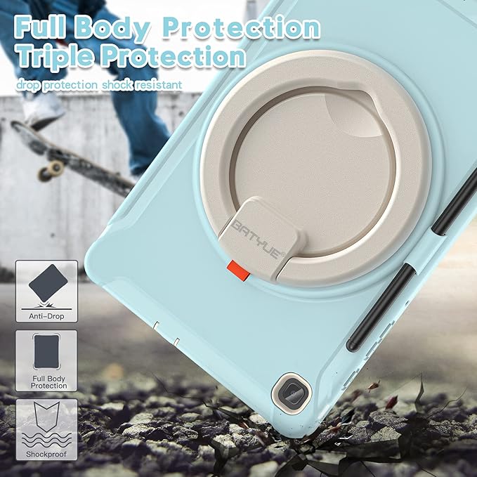 BATYUE Case for Samsung Galaxy Tab S6 Lite 10.4 Inch 2024/2022/2020 (SM-P610/P613/P615/P619/P620/P625/P627), Protective Rugged Cover with Stand, for Kids, Boys, Girls, Frozen Blue