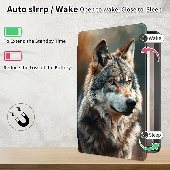 Case for Samsung Galaxy Tab S10 FE / S9 FE 5G 10.9 inch & Tab S9 11 inch, PU Leather 360° Rotating Stand Cover, Auto Sleep/Wake, Folio Smart Protective Cover, Wolf 4