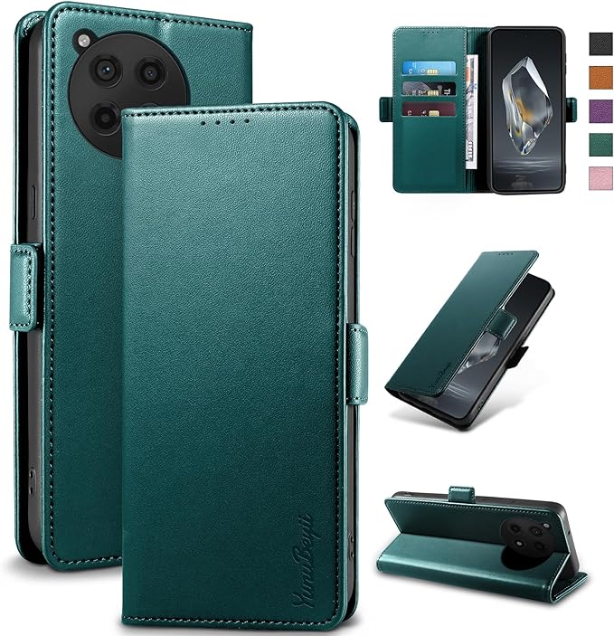 Wallet Flip Case for OnePlus 12R 5G - [RFID Blocking] Luxury PU Leather Card Holder Magnetic Phone Cover with Kickstand,Shockproof Protective Case,Green