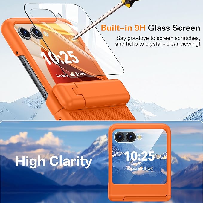 Oterkin Magnetic for Samsung Galaxy Z Flip 7 Case with [Built-in Screen Protector & Hinge Protection][Foldable Invisiable Stand] Military Grade Shockproof Full Body Protection Case for Galaxy Z Flip 7