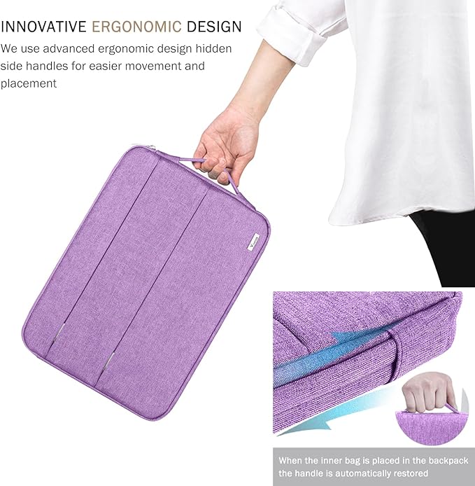 Voova 15.6 16 Inch Laptop Sleeve Case Compatible with MacBook Pro 16 M1/M2/M3/M4 Max 2019-2025, 15.6-16” Hp Lenovo Acer Asus, Waterproof Slim Computer Bag Cover with Handle, Lavender