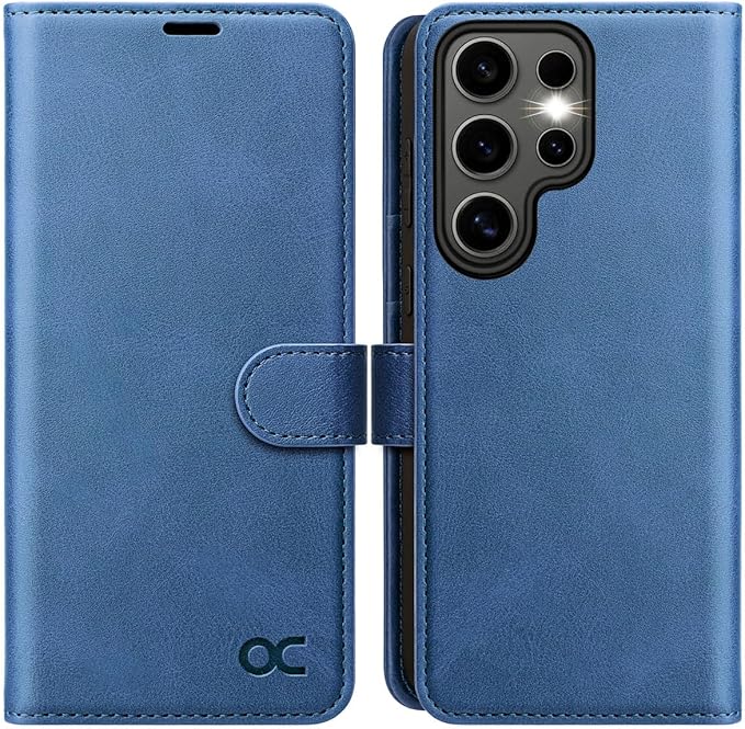 OCASE Compatible with Galaxy S25 Ultra Wallet Case, PU Leather Flip Folio Case with Card Holders RFID Blocking Kickstand [Shockproof TPU Inner Shell] Protective Phone Cover 2025, Light Blue