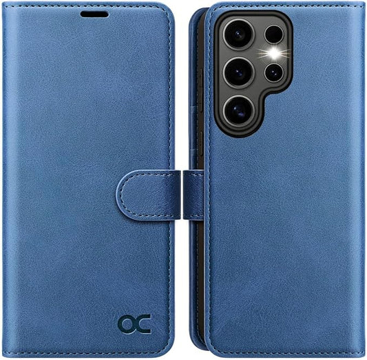 OCASE Compatible with Galaxy S25 Ultra Wallet Case, PU Leather Flip Folio Case with Card Holders RFID Blocking Kickstand [Shockproof TPU Inner Shell] Protective Phone Cover 2025, Light Blue