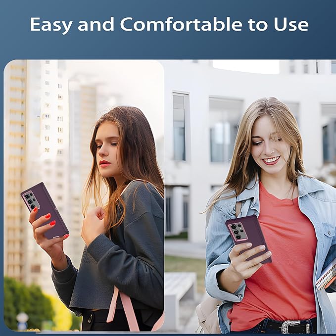 for Samsung Galaxy S23 Ultra Case with [2 Pack] HD Screen Protector, [Military-Grade] Shockproof Dust/Drop Proof 3-Layer Full Body Protection Heavy Duty Case for Galaxy S23 Ultra, Deep Purple