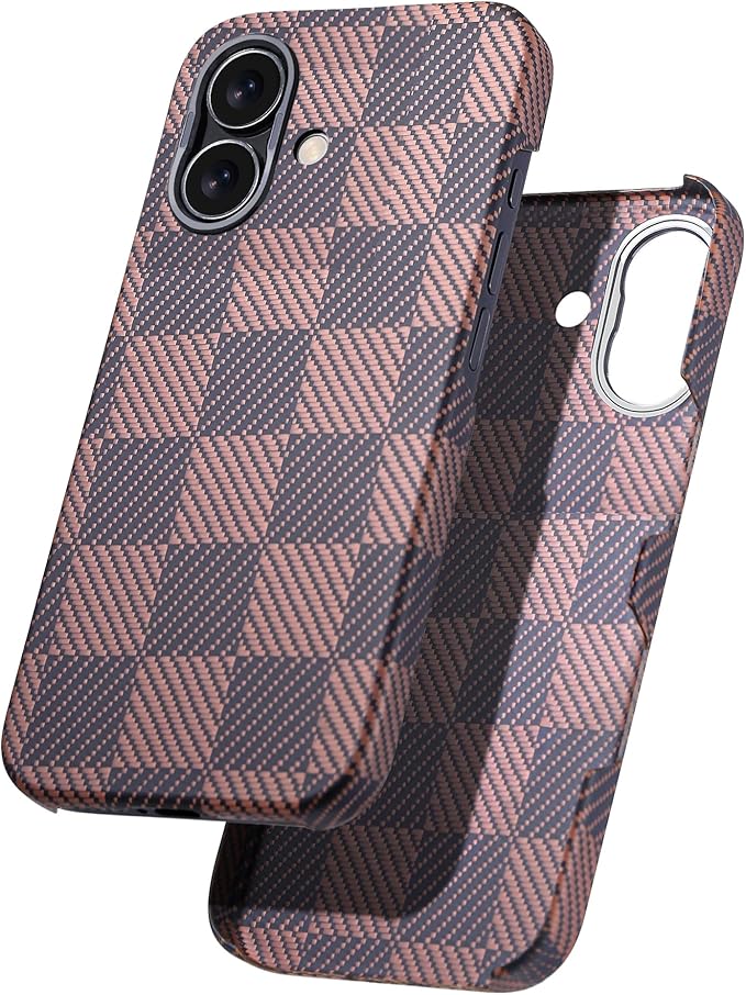 Aramid Fiber for iPhone 16 Plus Case,Compatible with Magnet,Slim & Light for iPhone 16 Plus, Case-Less Touch Feeling,Checkerboard