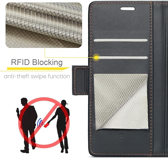 AUPAI for Samsung Galaxy S23 Plus Wallet Case with Credit Card Holder, PU Leather RFID Blocking Folio Flip Kickstand Magnetic Clasp Protective Phone Cover for Women Men Black