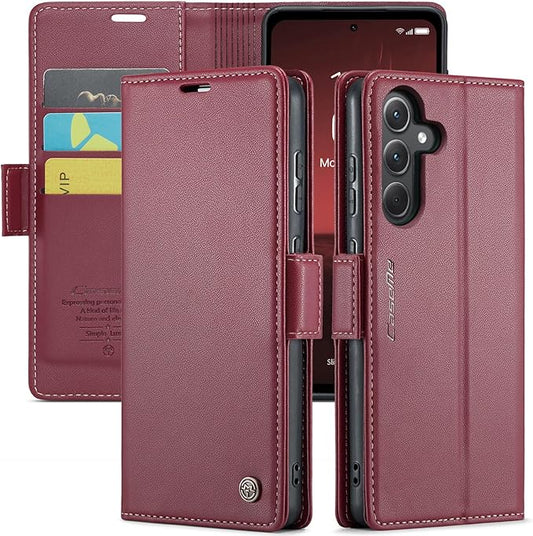 for Samsung Galaxy A35 5G Case, Premium PU Leather Wallet Case Flip Cover with [RFID Blocking][Card Holder][Stand Function] Shockproof Protective for Samsung Galaxy A35, Red