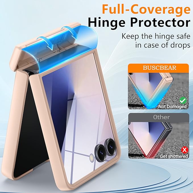 Magnetic for Samsung Galaxy Z Flip 7 Case [Hinge Protection＆Kickstand][Compatible with MagSafe][Built-in Screen Protector] Full-Body Military Protection Phone Case for Samsung Z Flip 7 Gold