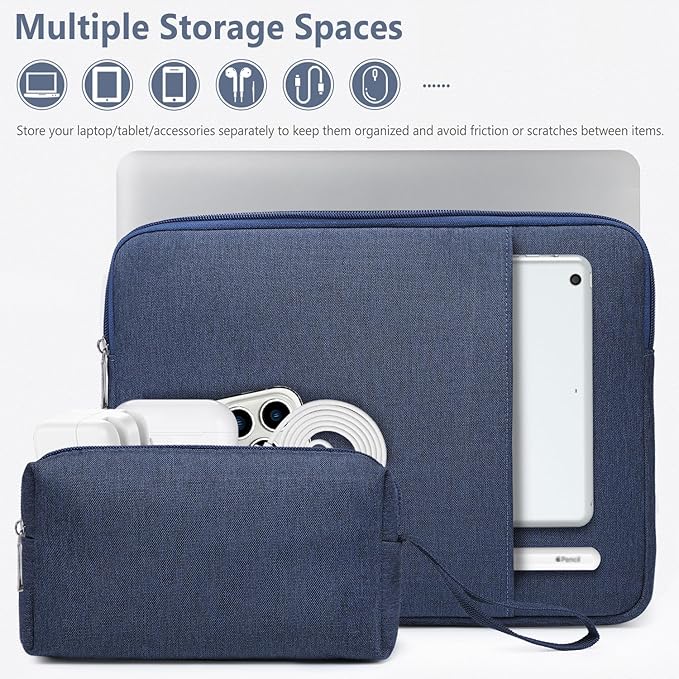 HYZUO 17-17.3 Laptop Sleeve Bag Set for 17" 17.3" HP/Lenovo/Dell/ASUS/Acer/LG/Toshiba/MSI Gaming Laptop/Razer Blade 17/18, Notebook Protective Case for Men Women, Navy Blue