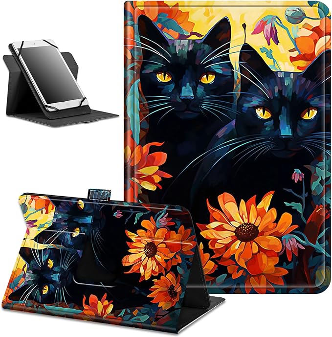 for Walmart Onn 10.4" Tablet Pro 2023 (Model:100110603) Case Dluggs 360 Degree Rotating Smart Protective Stand Cover for Walmart Onn 10.4 Inch Pro Tablet-Flower and Cats