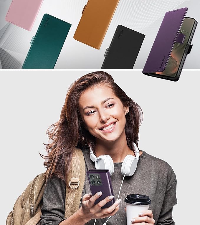 Wallet Flip Case for Motorola Edge (2025) - [RFID Blocking] Luxury PU Leather Card Holder Magnetic Phone Cover with Kickstand,Shockproof Protective Case,Purple