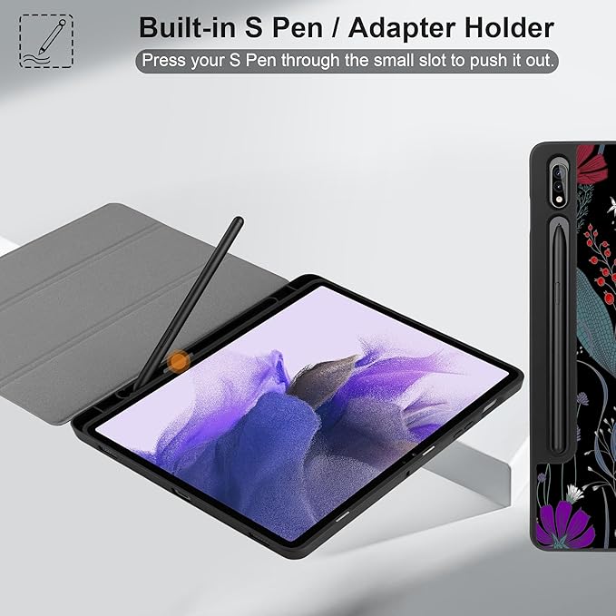 Case for Samsung Galaxy Tab S8 2022 & S7 2020, Shockproof Tablet Case for Samsung Tab S8/S7 11 inch with Auto Sleep/Wake & Trifold Stand & Soft TPU Back Cover, Wild Flowers